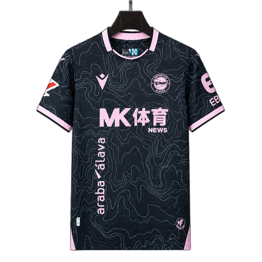 Alaves 2026/27 Away Jersey – Black/Pink – Topographic Pattern
