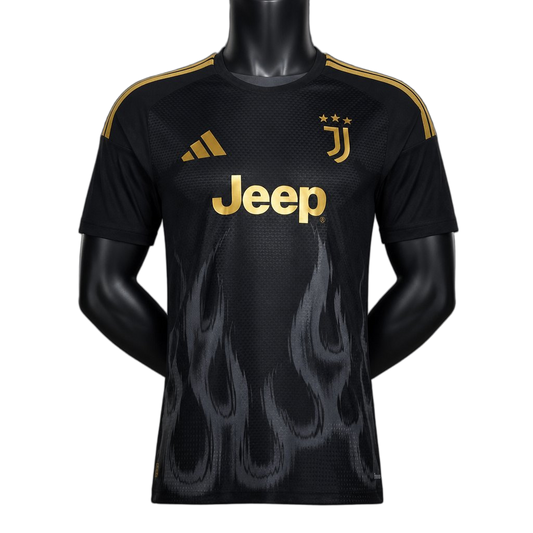 Juventus 2026/27 Third Jersey – Player Version – Black/Gold – Flame Pattern