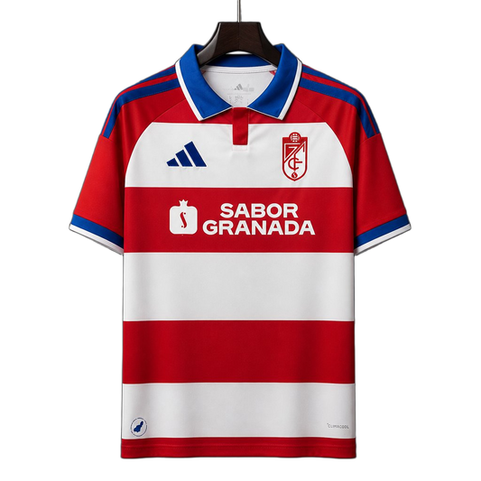 Granada 2026/27 Home Jersey – White/Red – Hoops