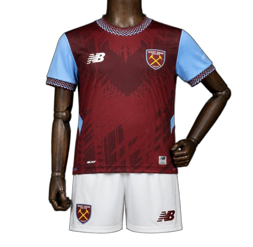 West Ham United 2026/27 Home Kit – Kids – Blue – Claret