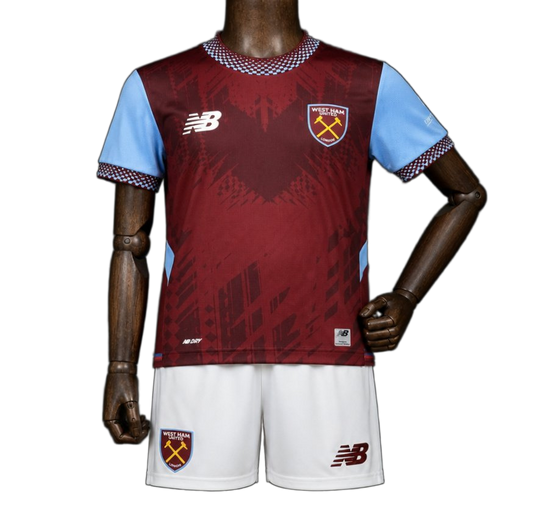 West Ham United 2026/27 Home Kit – Kids – Blue – Claret