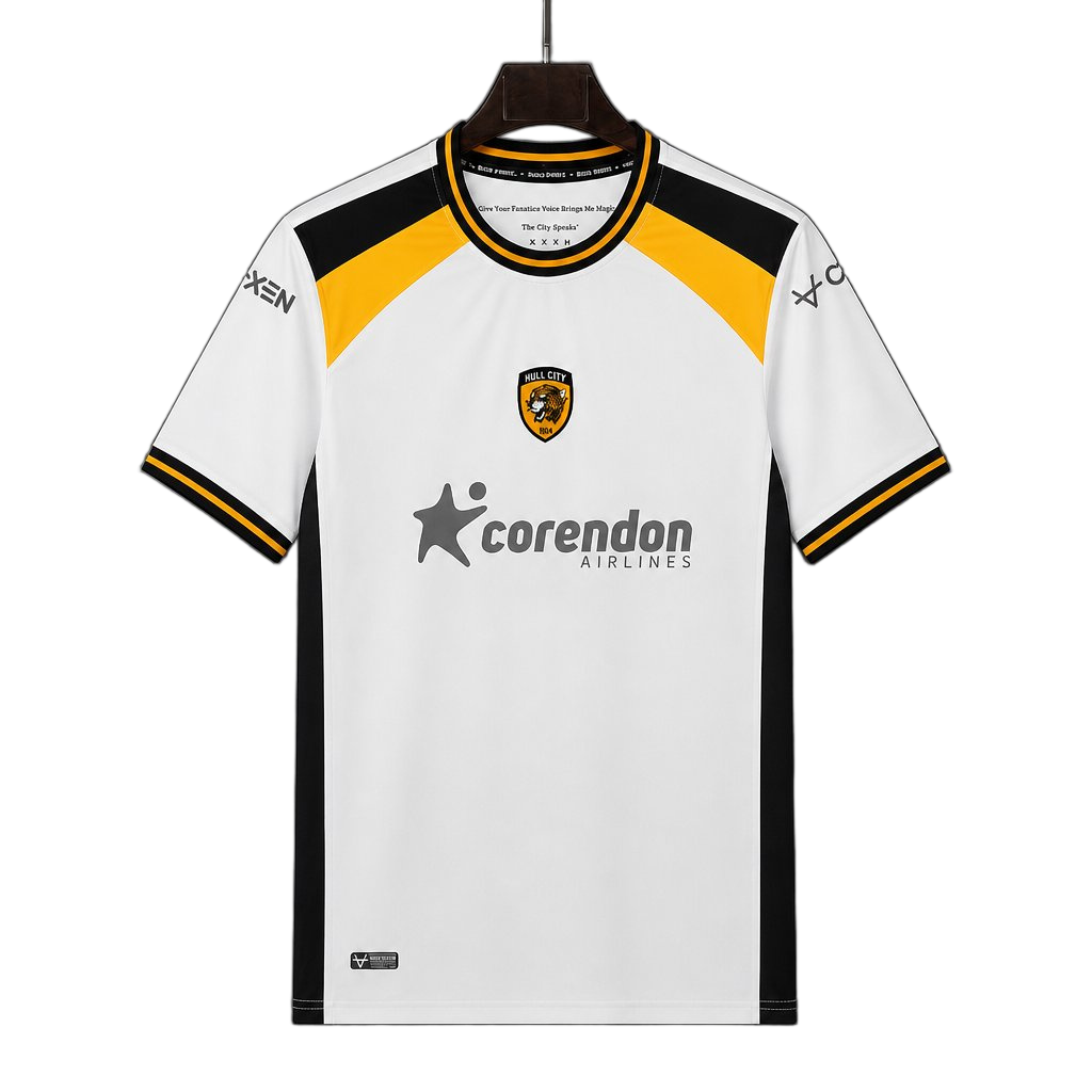 Hull City 2026/27 Away Jersey – White – Amber Shoulder Panels