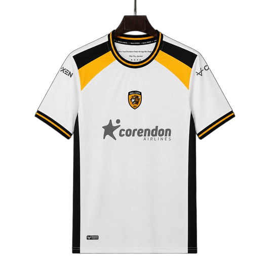 Hull City 2026/27 Away Jersey – White – Amber Shoulder Panels