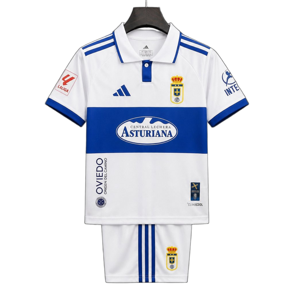 Real Oviedo 2026/27 Home Kit – Kids – White/Blue