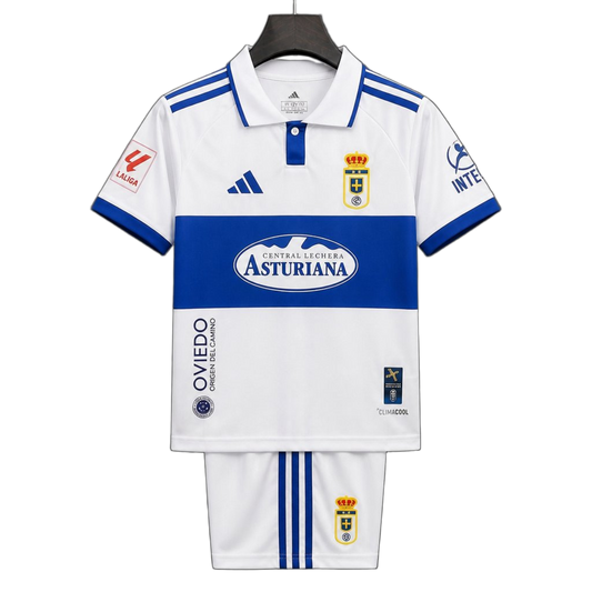 Real Oviedo 2026/27 Home Kit – Kids – White/Blue