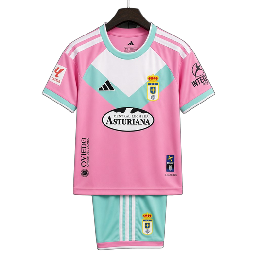 Real Oviedo 2026/27 Third Kit – Kids – Pink – Teal