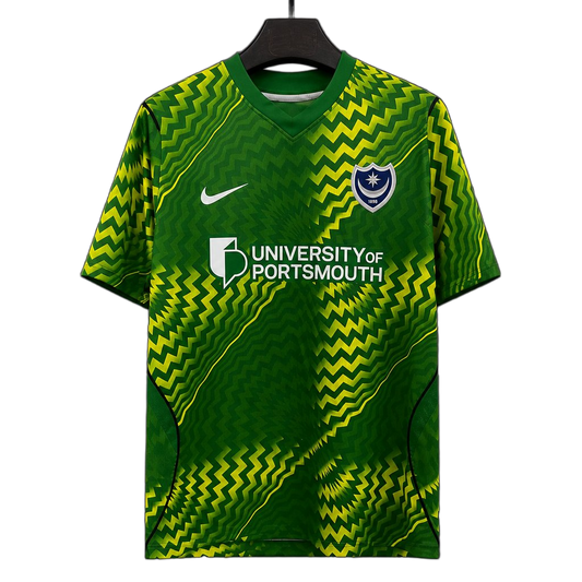 Portsmouth 2026/27 Goalkeeper Jersey – Green/Yellow – Zigzag Wave Pattern