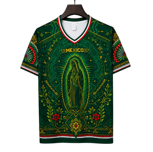 Mexico 2026 Jersey – Special Edition – Green – Virgin Guadalupe Aztec Pattern