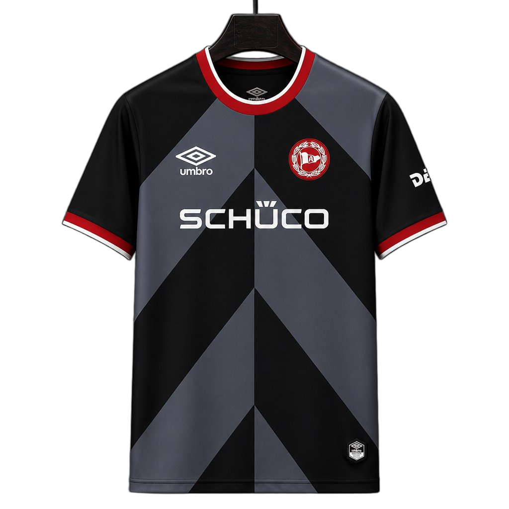 Bielefeld 2026/27 Away Jersey – Black/Grey – Arminia Diagonal Chevron Pattern