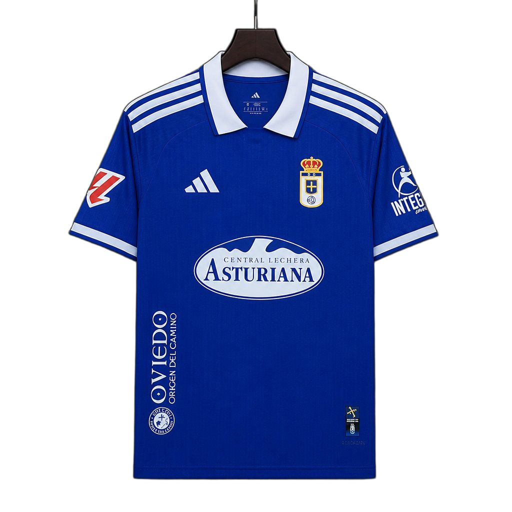 Real Oviedo 2026/27 Home Jersey – White/Blue – Collar