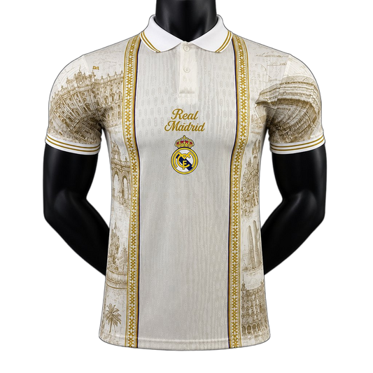Real Madrid 2026/27 Jersey – Gold – City Cream Polo Collar