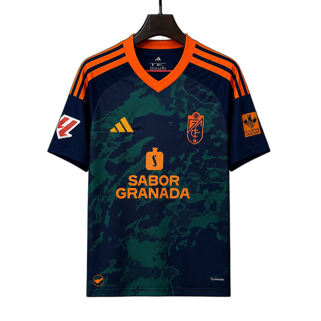 Granada 2026/27 Away Jersey – Green/Orange – Dark Camouflage Trim