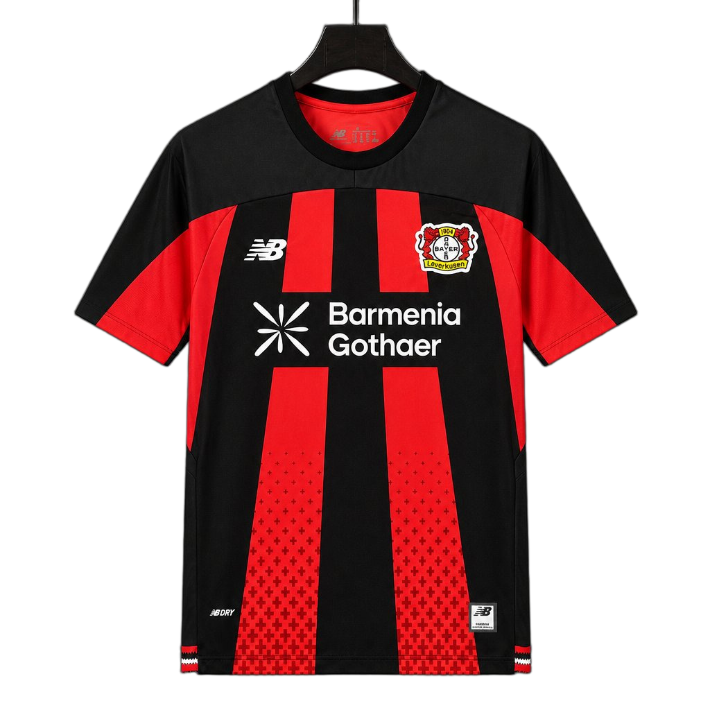Bayer Leverkusen 2026/27 Home Jersey – Black/Red – Vertical Stripes