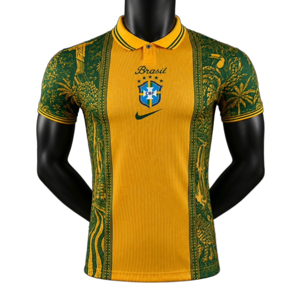 Brazil 2026 Home Jersey – Player Version – Tropical Pattern