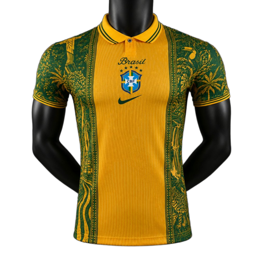 Brazil 2026 Home Jersey – Player Version – Tropical Pattern