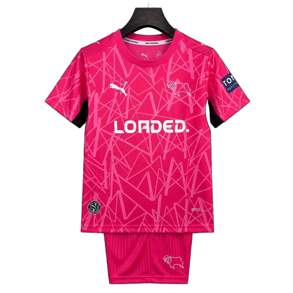 Derby County 2026/27 Away Kit – Kids – Pink