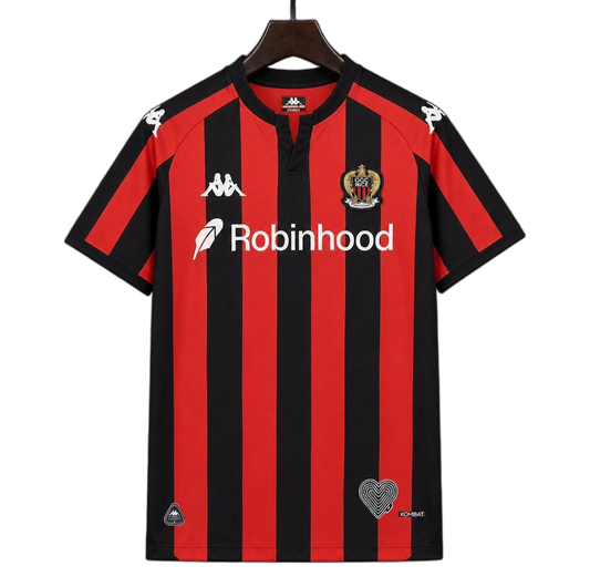 OGC Nice 2026/27 Home Jersey – Black/Red – Stripes