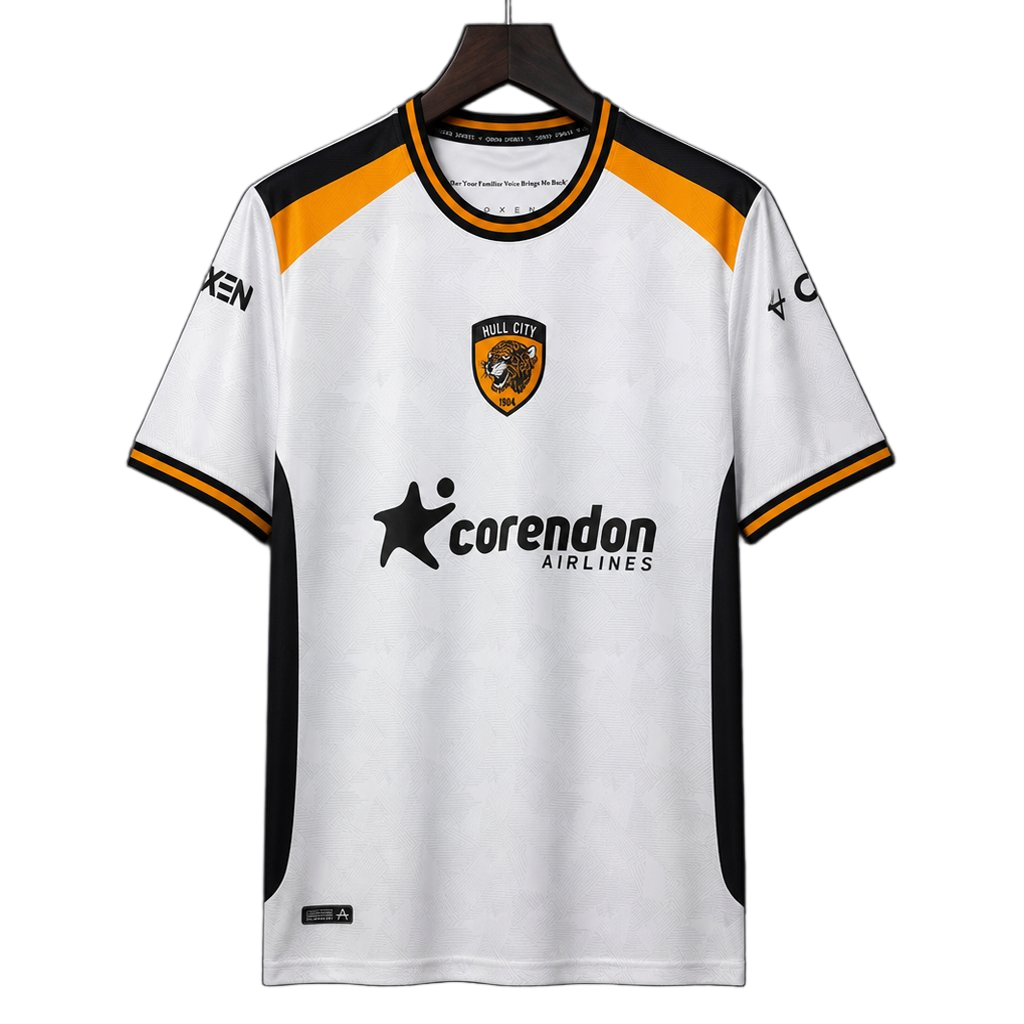 Hull City 2026/27 Away Jersey – White – Black Shoulder Panels