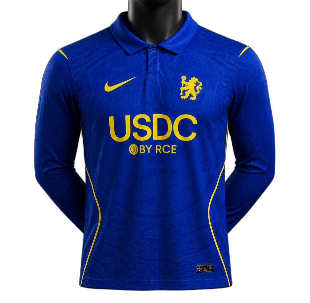 Chelsea 2026/27 Home Jersey – Player Version – Long Sleeve – Sponsor