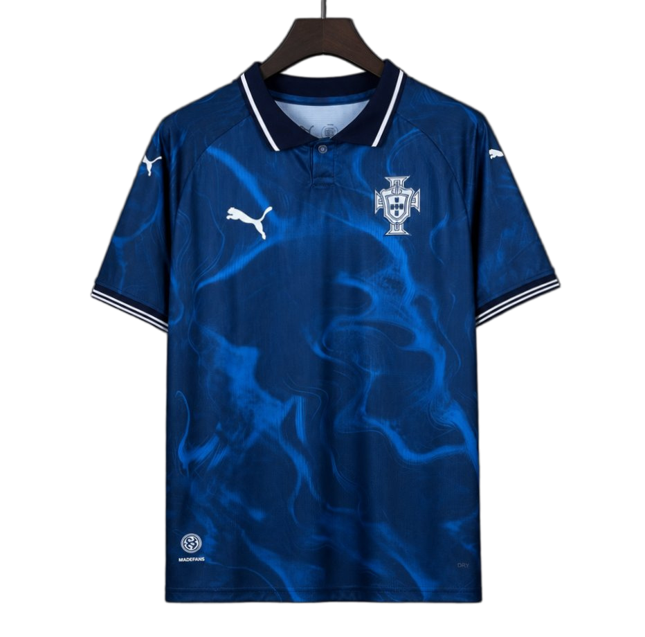 Portugal 2026 Away Jersey – Blue/Navy – Flame Pattern