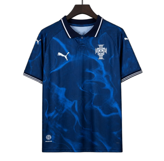 Portugal 2026 Away Jersey – Blue/Navy – Flame Pattern