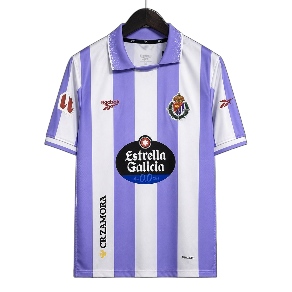 Real Valladolid 2026/27 Home Jersey – White/Purple – Vertical Stripes