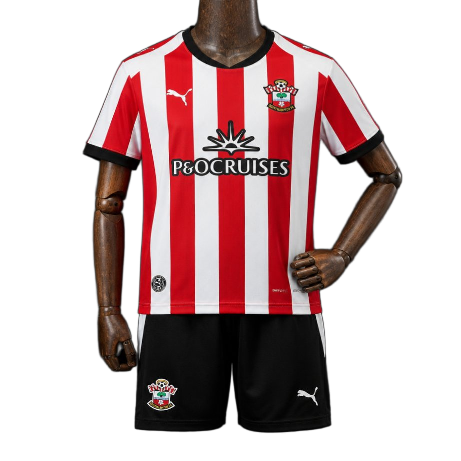 Southampton 2026/27 Home Kit – Kids – White/Red – Vertical Stripes