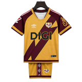 Rayo Vallecano 2026/27 Away Kit – Kids – Yellow – Maroon