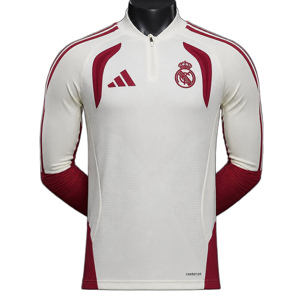 Real Madrid 2026/27 Jersey – Player Version – Long Sleeve – White/Red