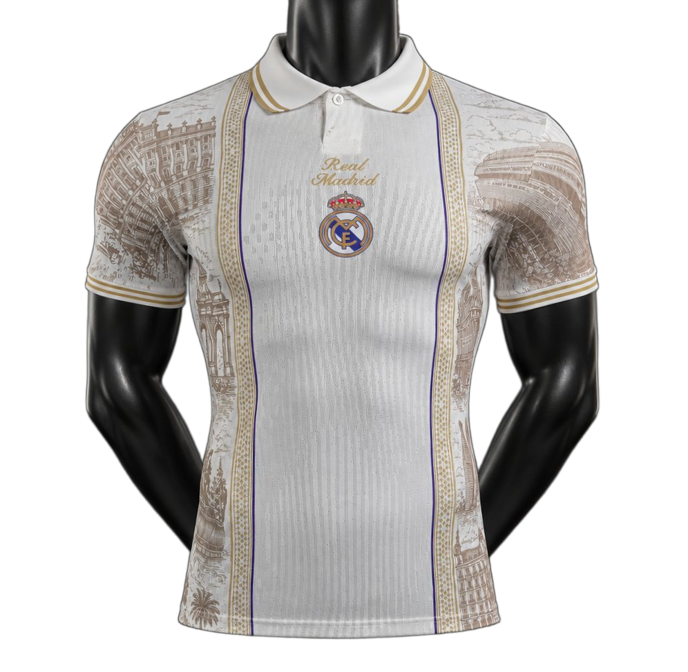 Real Madrid 2026/27 Jersey – Player Version – Special Edition – White/Gold – X Air Dior Polo