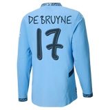 #17 De Bruyne Manchester City 2024/25 Home Jersey Long Sleeve