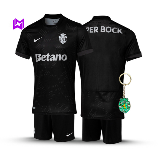 Sporting 2025/26 Away Kids Kit - Black