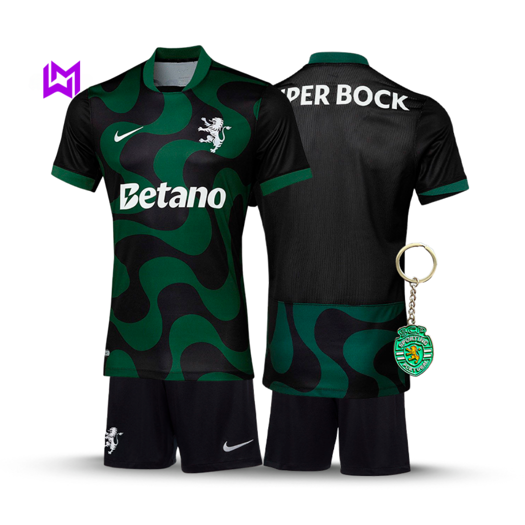 Sporting 2025/26 Away Kids Kit - Black