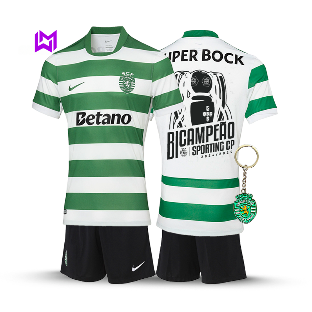 Sporting 2025/26 Home Kids Kit - Back-to-Back Champions