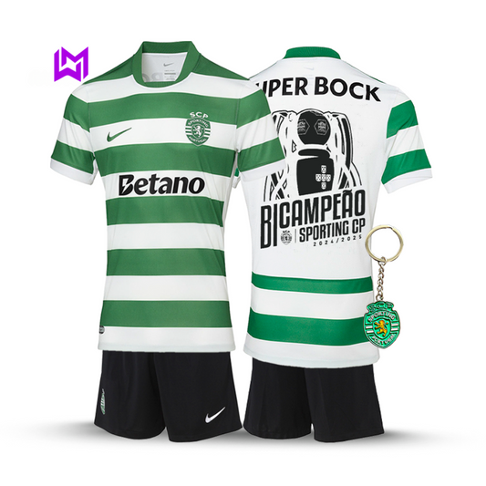 Sporting 2025/26 Home Kids Kit - Back-to-Back Champions