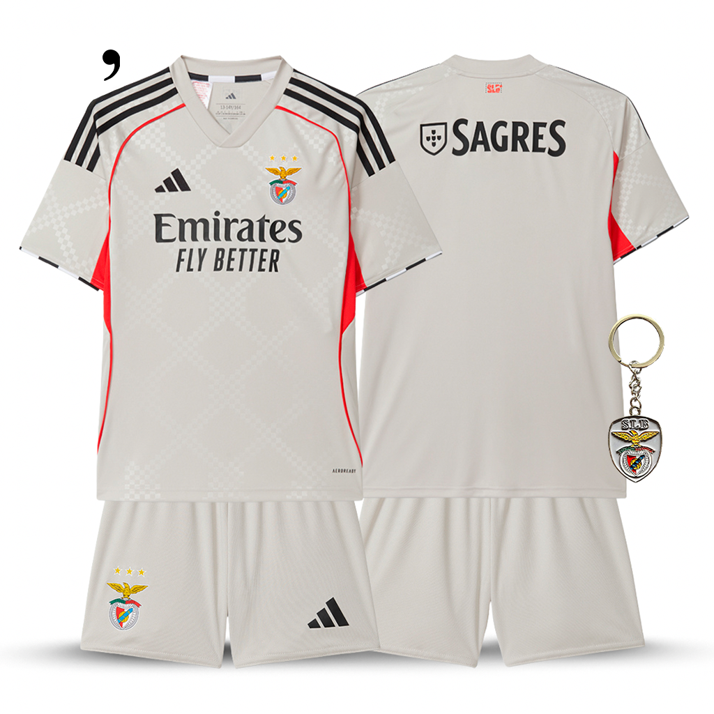 Benfica 2025/26 Away Kids Kit - Beige