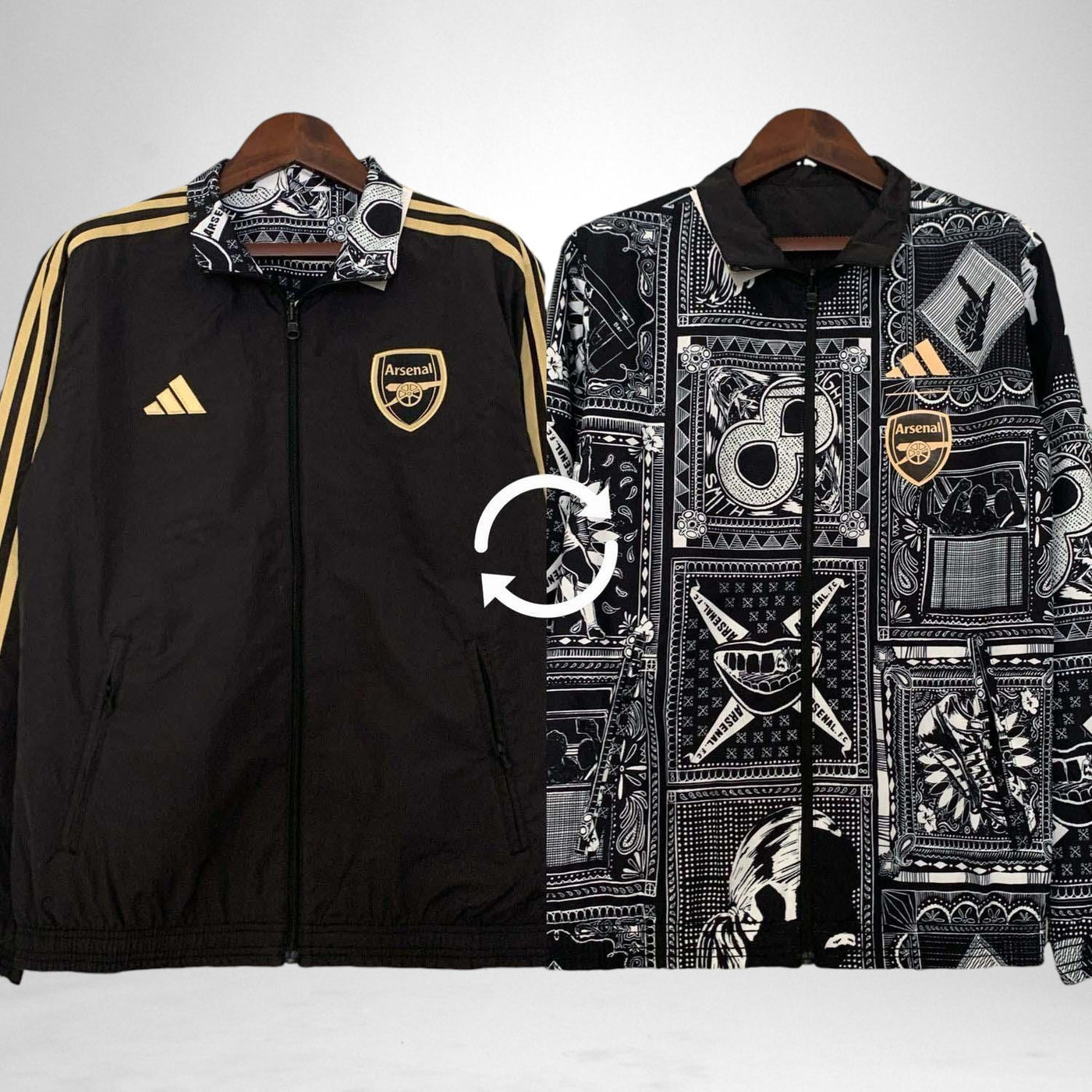 Arsenal 2023/24 Windbreaker Reversible Black and Black