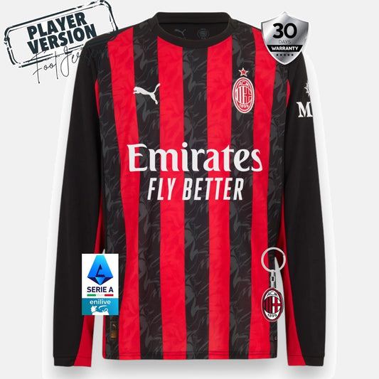 AC Milan 2025/26 Home Jersey - Player Version - Long Sleeve