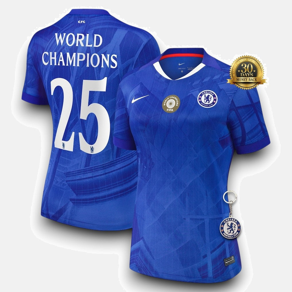 Chelsea 2025/26 Home with World Champions 25 printing Jersey - Women's