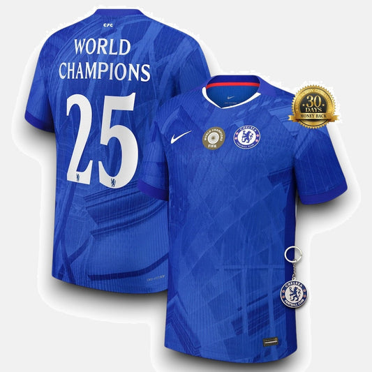 Chelsea 2025/26 Home Jersey with World Champions 25 printing