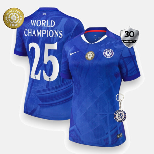 Chelsea 2025/26 Home Jersey - Women's - with World Champions 25 printing
