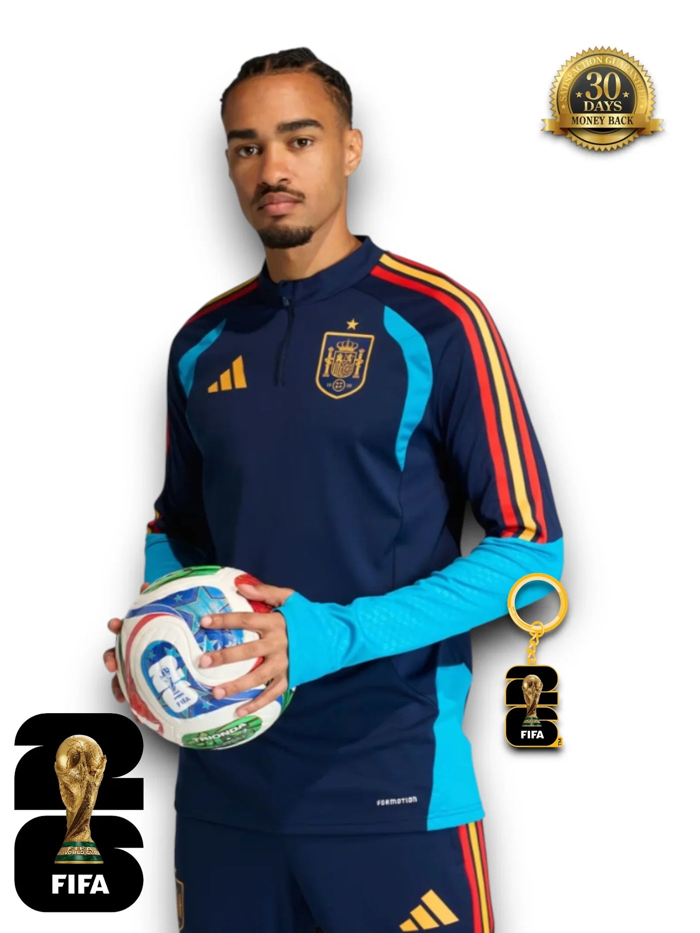 Spain World Cup 2026 Half-Zip Training Suit Set Royal Blue Jersey
