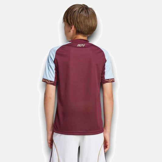 Aston Villa 2025/26 Home Kids Kit Jersey