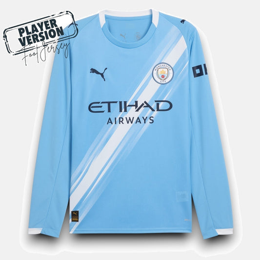Manchester City Player 2025/26 Home Jersey Long Sleeve