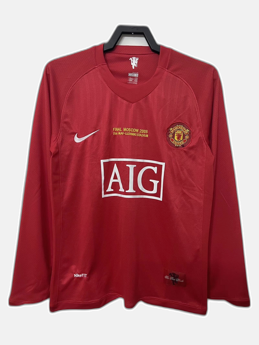 Manchester United 2007/08 Home Jersey - Long Sleeve Retro Version